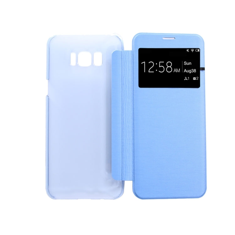 For Galaxy S8 PU+PC Small Lattice Texture Horizontal Flip Leather Case with Call Display ID