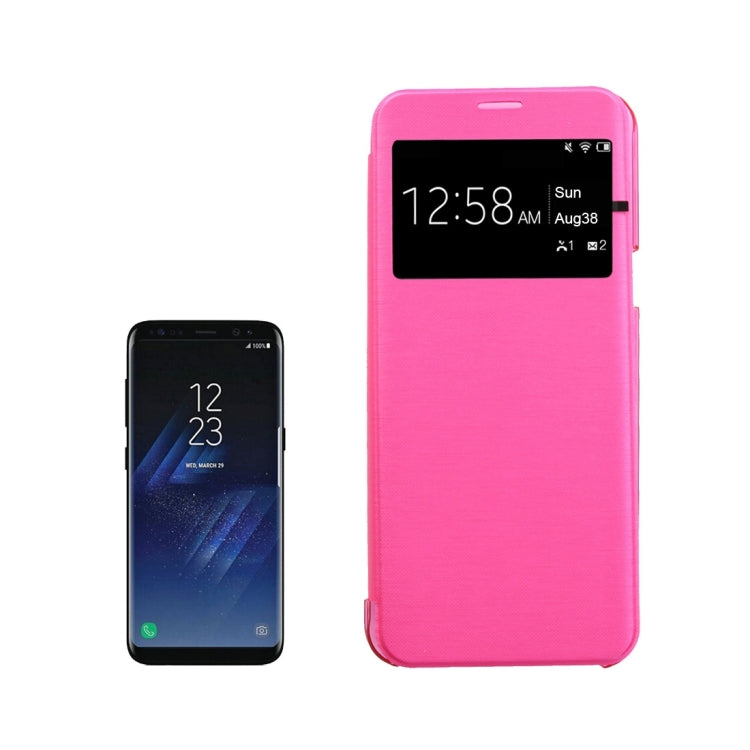 For Galaxy S8 PU+PC Small Lattice Texture Horizontal Flip Leather Case with Call Display ID
