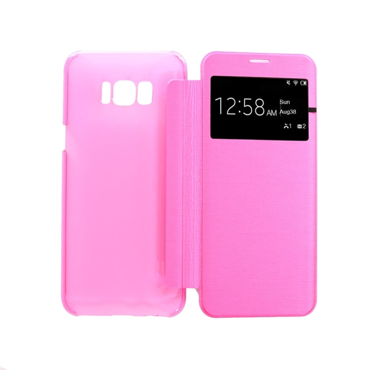For Galaxy S8 PU+PC Small Lattice Texture Horizontal Flip Leather Case with Call Display ID