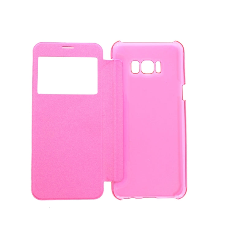 For Galaxy S8 PU+PC Small Lattice Texture Horizontal Flip Leather Case with Call Display ID
