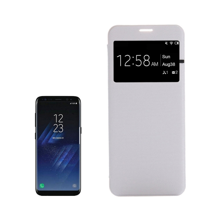 For Galaxy S8 PU+PC Small Lattice Texture Horizontal Flip Leather Case with Call Display ID