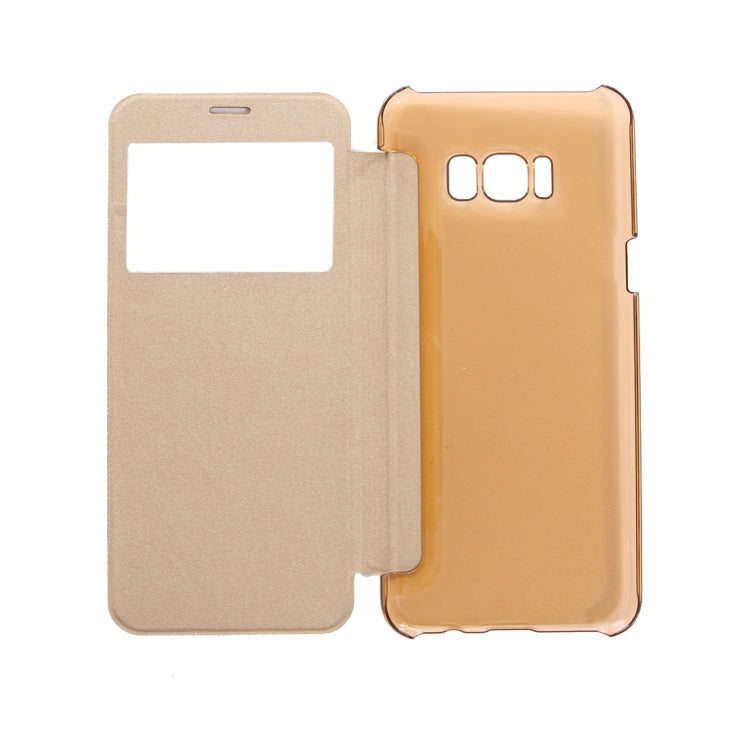For Galaxy S8 PU+PC Small Lattice Texture Horizontal Flip Leather Case with Call Display ID