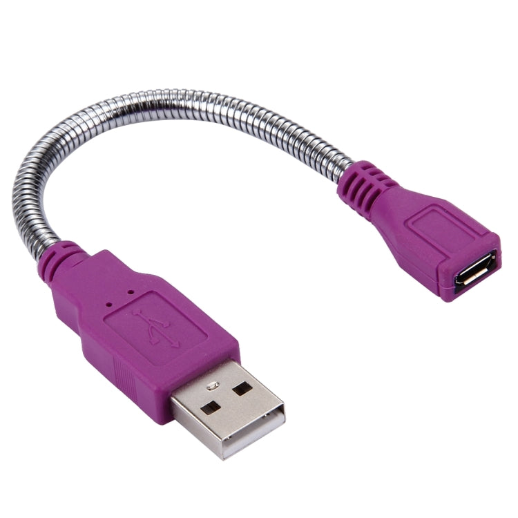 10cm USB 2.0 Male to Micro USB Female Metal Soft Hose Converter Adapter Cable, For Samsung, Sony, Meizu, Xiaomi, and other Smartphones(Purple)