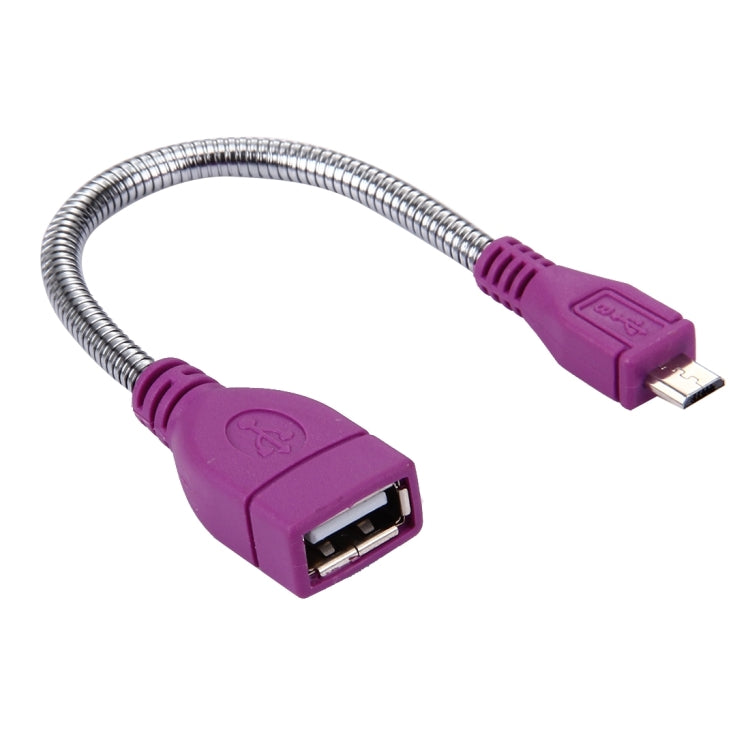 USB 2.0 Female to Micro USB Male Metal Soft Hose OTG Converter Adapter Cable for OTG device, Length: about 10cm(Purple)