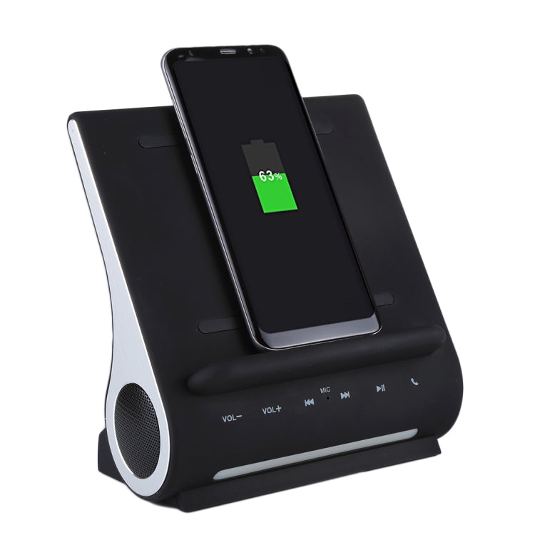 azpen D100 3 in 1 Docking Station +  Bluetooth Speaker + QI Wireless Charger, CW6687E Processor, Support TF music Player(Black)