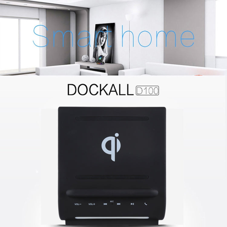 azpen D100 3 in 1 Docking Station +  Bluetooth Speaker + QI Wireless Charger, CW6687E Processor, Support TF music Player(Black)