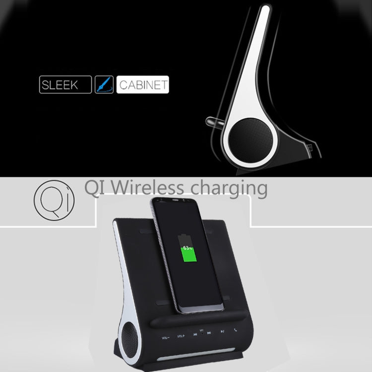 azpen D100 3 in 1 Docking Station +  Bluetooth Speaker + QI Wireless Charger, CW6687E Processor, Support TF music Player(Black)