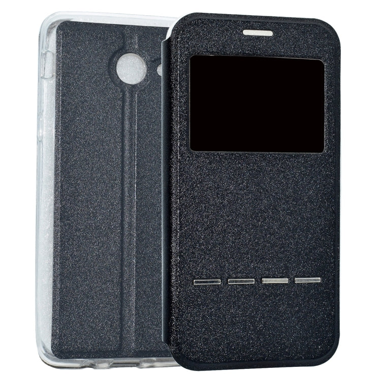 For Galaxy J7 (2017) (US Version) Business Style Frosted Texture Horizontal Flip Leather Case with Call Display ID & SlideUnlock Slip & Holder