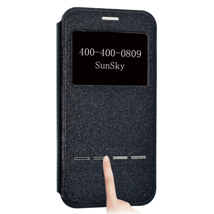 For Galaxy J7 (2017) (US Version) Business Style Frosted Texture Horizontal Flip Leather Case with Call Display ID & SlideUnlock Slip & Holder