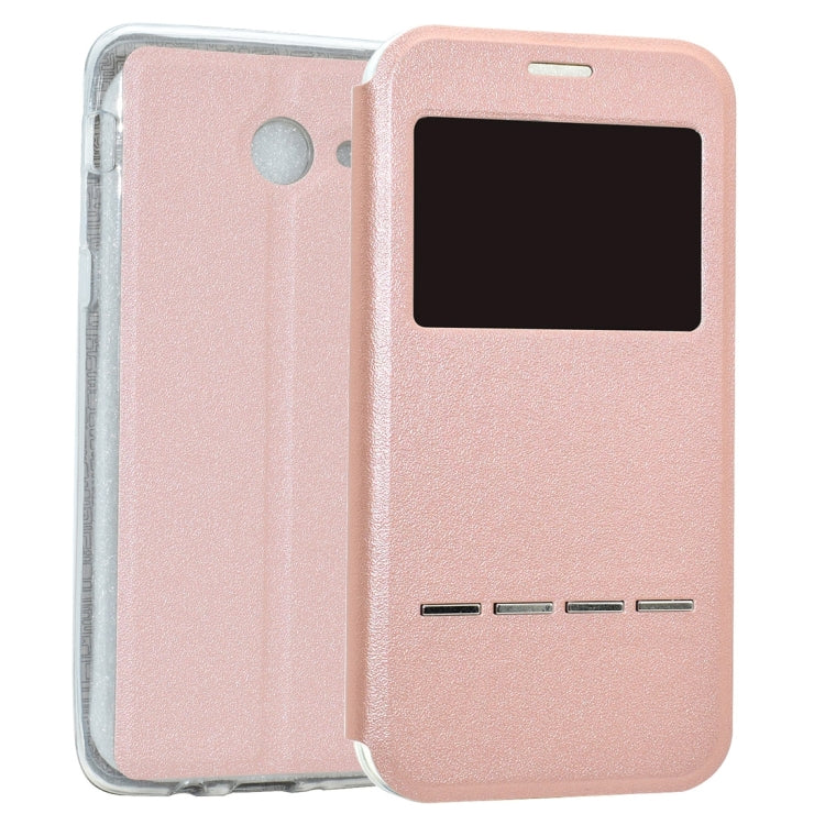 For Galaxy J7 (2017) (US Version) Business Style Frosted Texture Horizontal Flip Leather Case with Call Display ID & SlideUnlock Slip & Holder