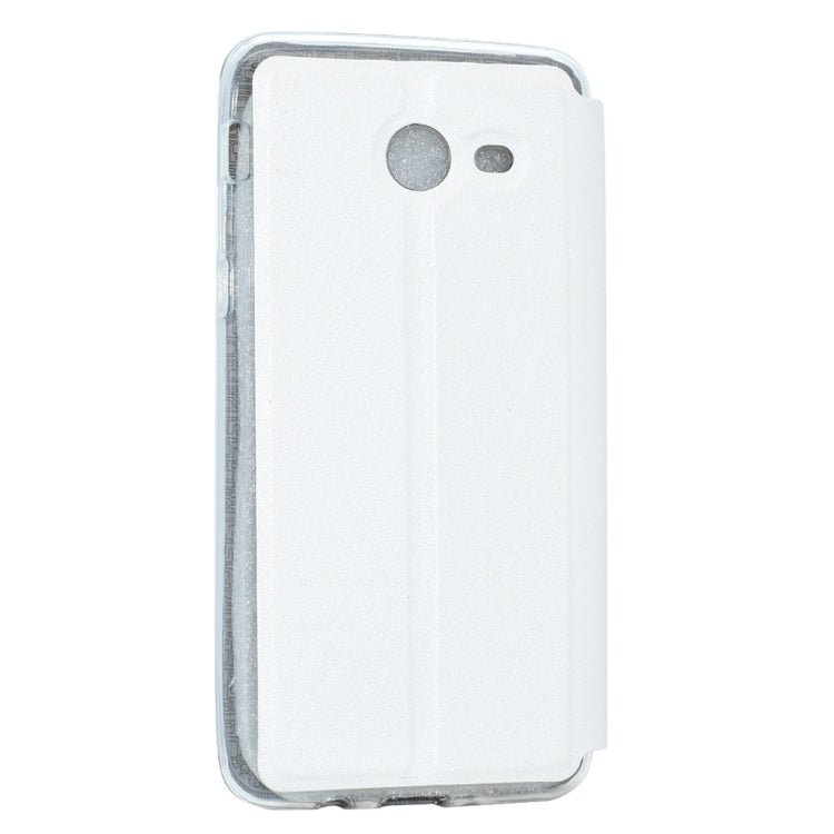 For Galaxy J7 (2017) (US Version) Business Style Frosted Texture Horizontal Flip Leather Case with Call Display ID & SlideUnlock Slip & Holder