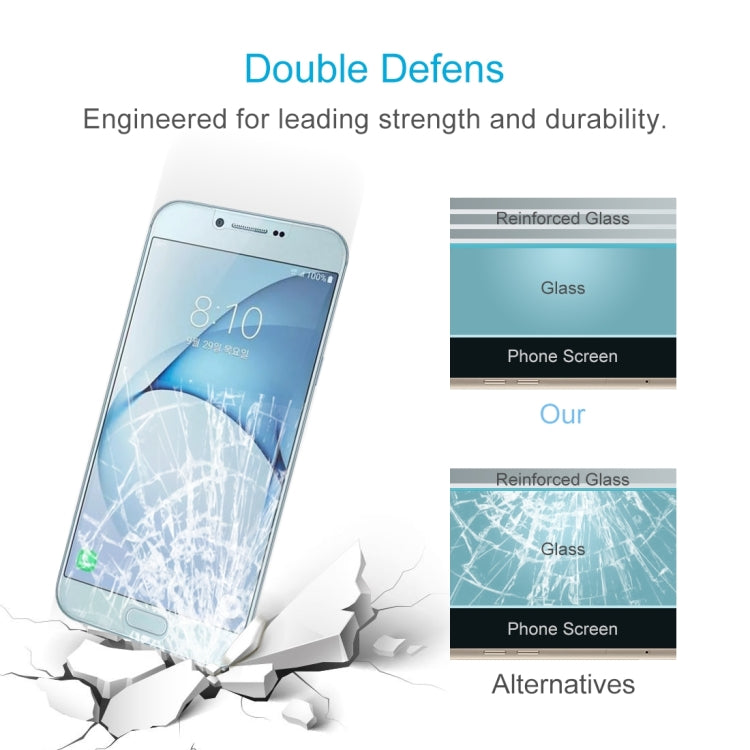 2 PCS 0.26mm 9H 2.5D Tempered Glass Film for Galaxy A8 (2016)
