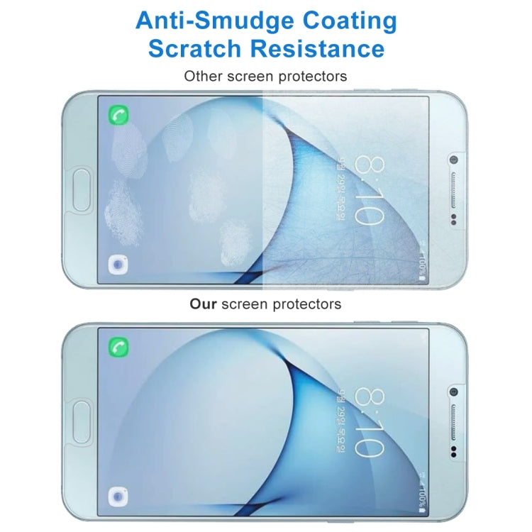 50 PCS 0.26mm 9H 2.5D Tempered Glass Film for Galaxy A8 (2016)