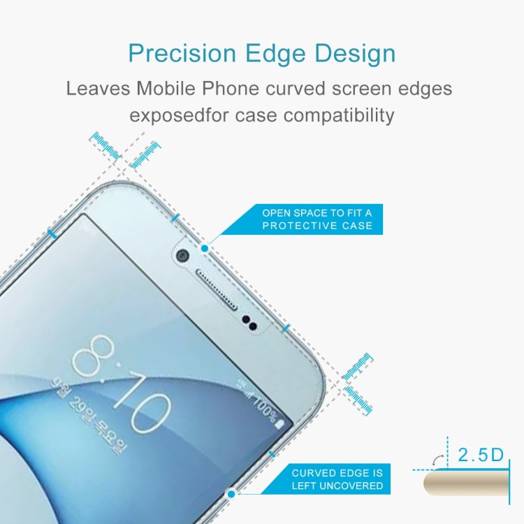 100 PCS 0.26mm 9H 2.5D Tempered Glass Film for Galaxy A8 (2016)