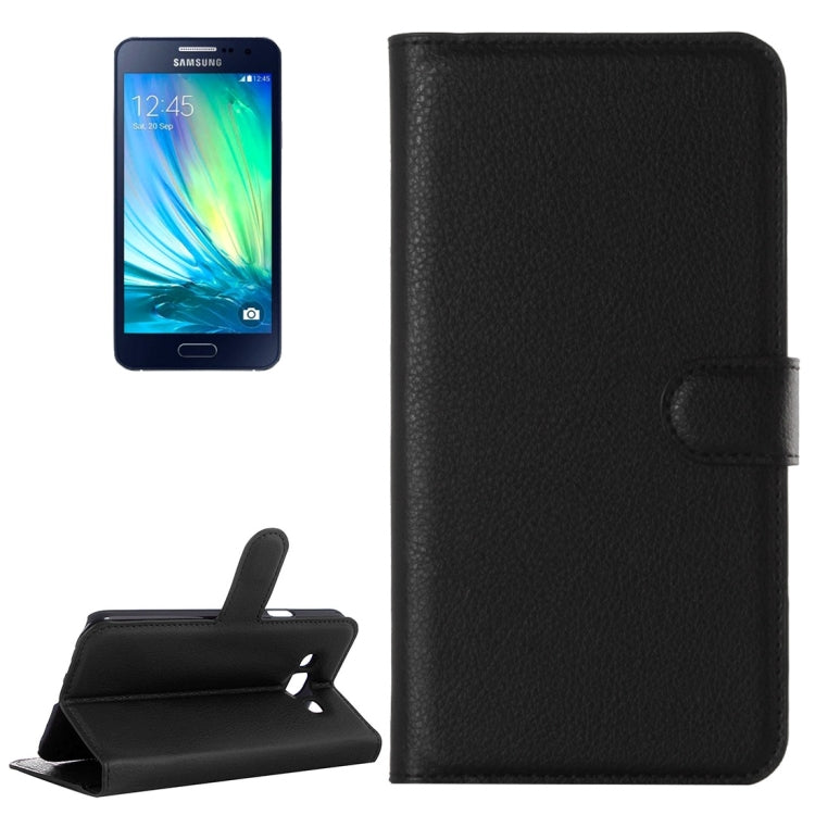For Galaxy A3 / A300F Litchi Texture Horizontal Flip Leather Case with Holder & Card Slots & Wallet