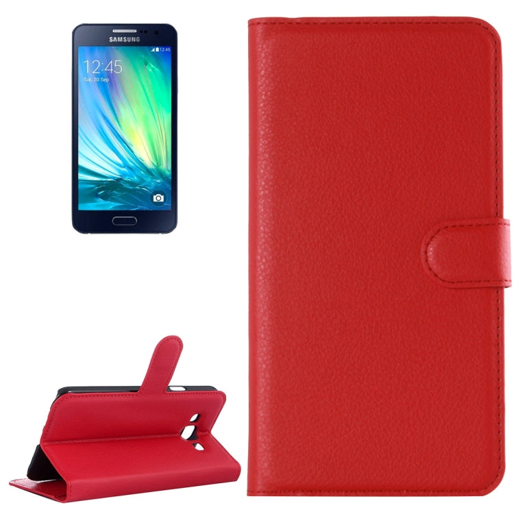 For Galaxy A3 / A300F Litchi Texture Horizontal Flip Leather Case with Holder & Card Slots & Wallet