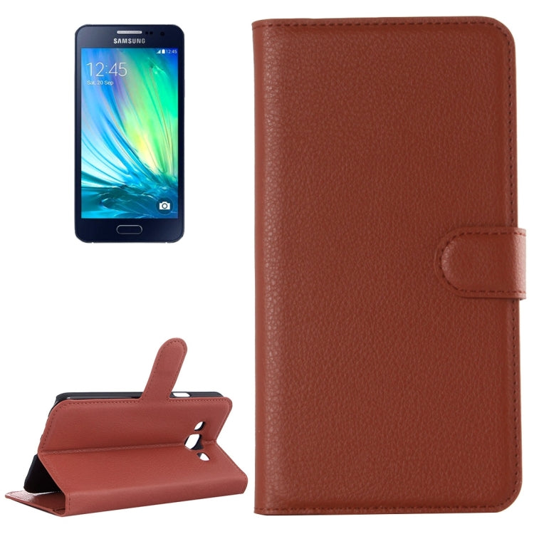 For Galaxy A3 / A300F Litchi Texture Horizontal Flip Leather Case with Holder & Card Slots & Wallet
