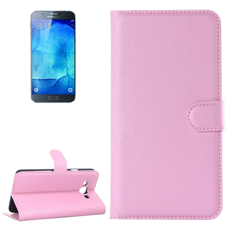 For Galaxy A8 / A800 Litchi Texture Horizontal Flip Leather Case with Holder & Card Slots & Wallet