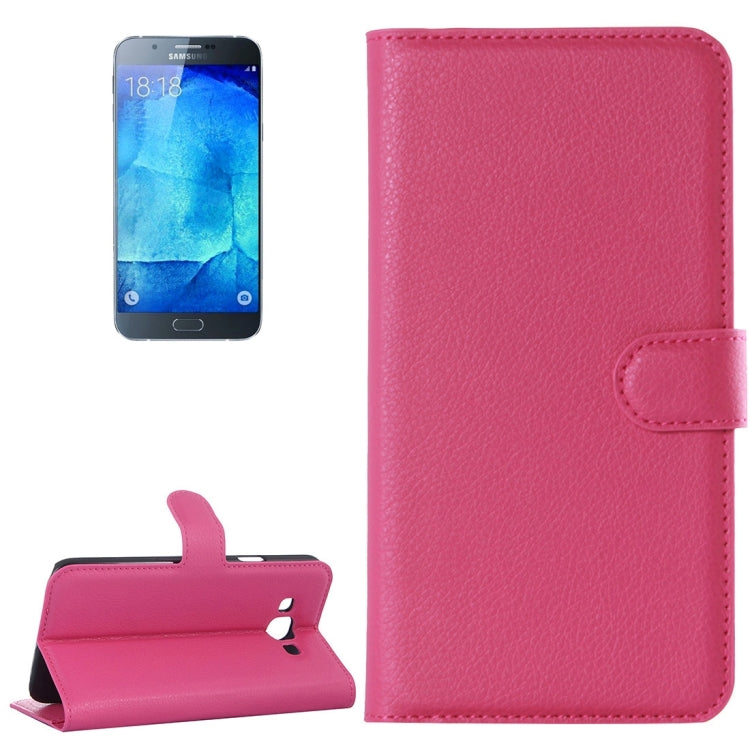 For Galaxy A8 / A800 Litchi Texture Horizontal Flip Leather Case with Holder & Card Slots & Wallet