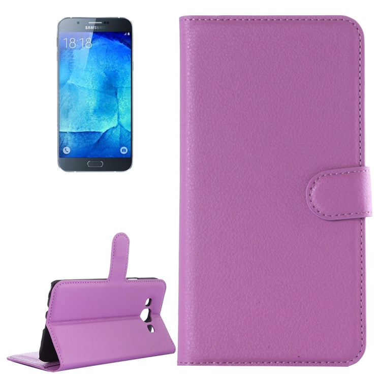 For Galaxy A8 / A800 Litchi Texture Horizontal Flip Leather Case with Holder & Card Slots & Wallet