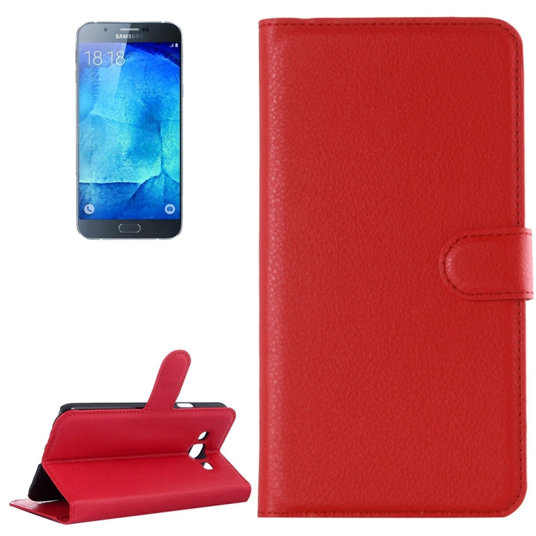 For Galaxy A8 / A800 Litchi Texture Horizontal Flip Leather Case with Holder & Card Slots & Wallet