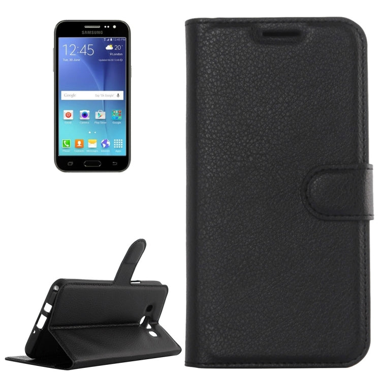 For Galaxy J2 (2016) / J200F / J200G Litchi Texture Horizontal Flip Leather Case with Holder & Card Slots & Wallet