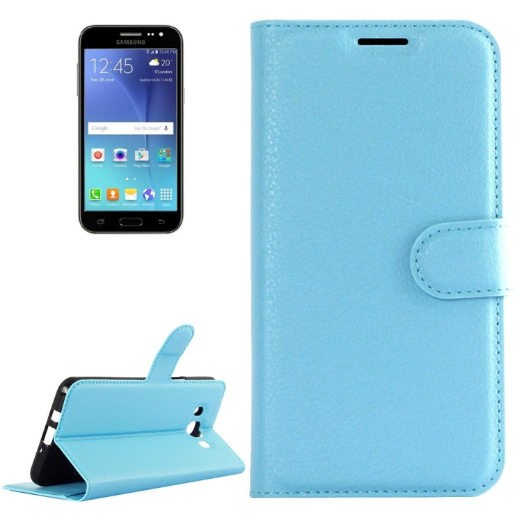 For Galaxy J2 (2016) / J200F / J200G Litchi Texture Horizontal Flip Leather Case with Holder & Card Slots & Wallet