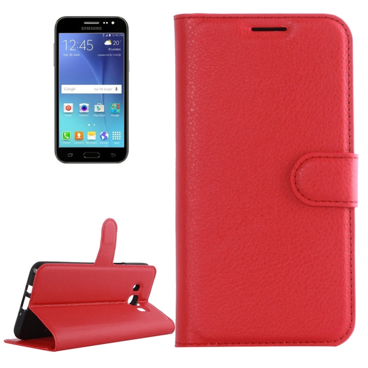For Galaxy J2 (2016) / J200F / J200G Litchi Texture Horizontal Flip Leather Case with Holder & Card Slots & Wallet