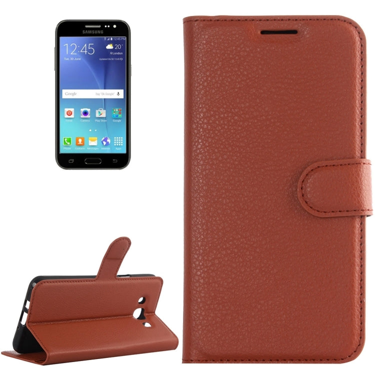 For Galaxy J2 (2016) / J200F / J200G Litchi Texture Horizontal Flip Leather Case with Holder & Card Slots & Wallet