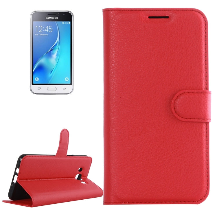 For Galaxy J1 (2016) / J120 Litchi Texture Horizontal Flip Leather Case with Holder & Card Slots & Wallet