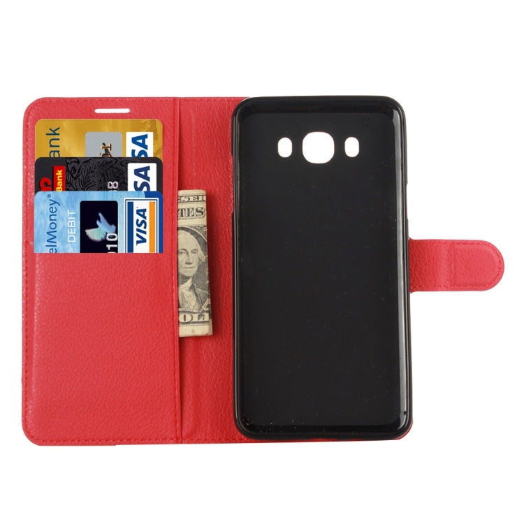 For Galaxy J7 (2016) / J710 Litchi Texture Horizontal Flip Leather Case with Holder & Card Slots & Wallet
