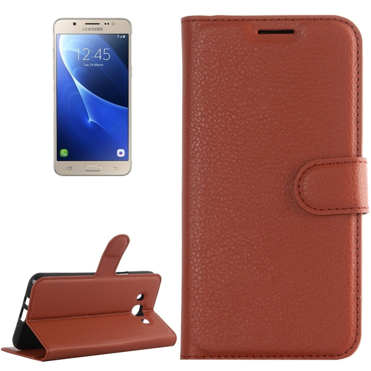 For Galaxy J7 (2016) / J710 Litchi Texture Horizontal Flip Leather Case with Holder & Card Slots & Wallet
