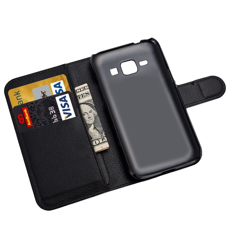 For Galaxy J1 Litchi Texture Horizontal Flip Leather Case with Holder & Card Slots & Wallet