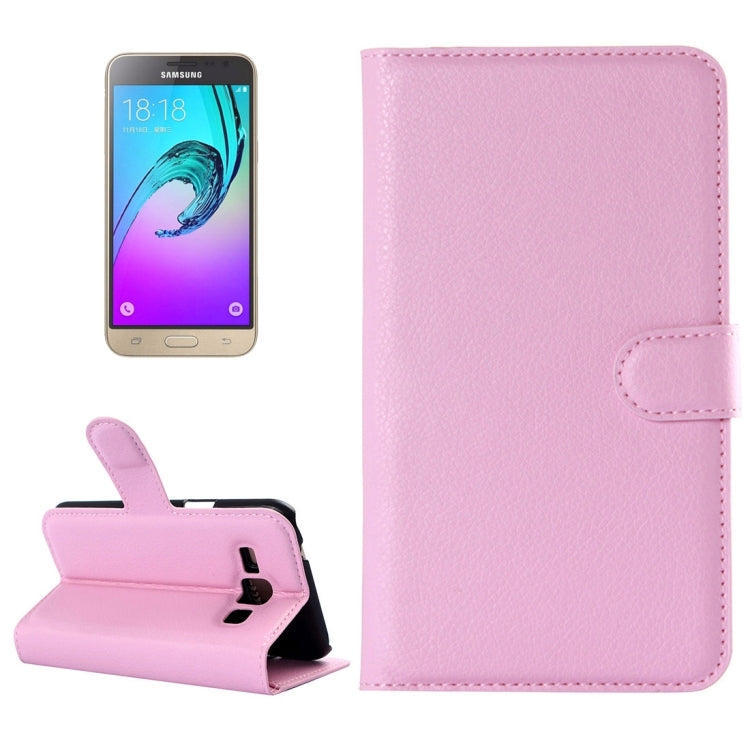 For Galaxy J3 Litchi Texture Horizontal Flip Leather Case with Holder & Card Slots & Wallet