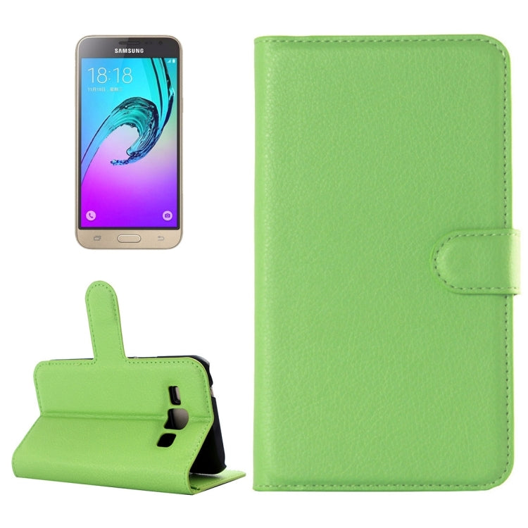 For Galaxy J3 Litchi Texture Horizontal Flip Leather Case with Holder & Card Slots & Wallet