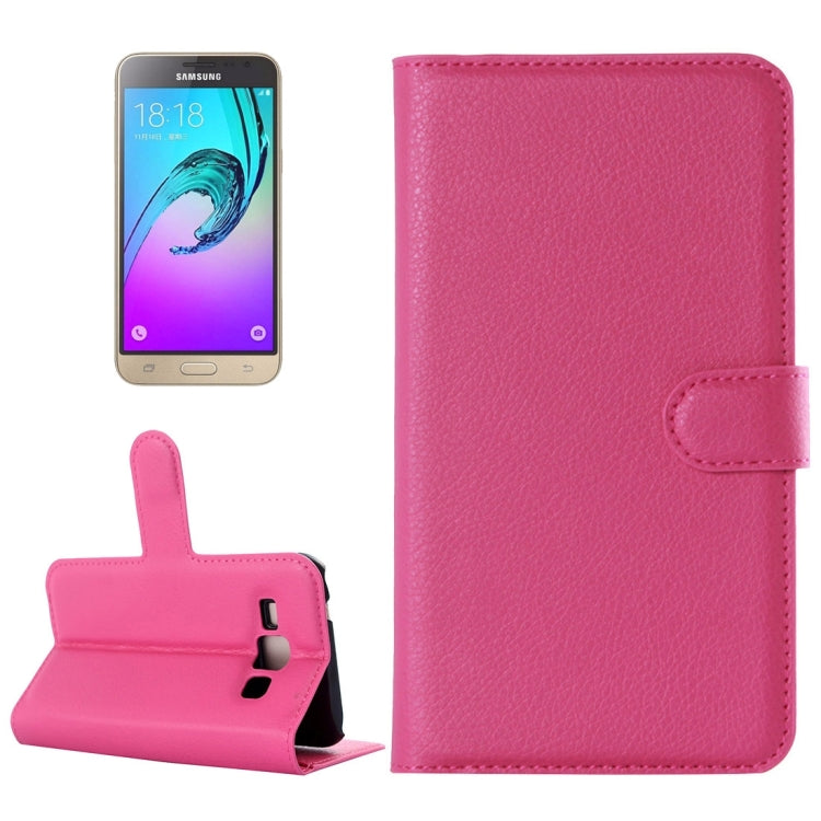 For Galaxy J3 Litchi Texture Horizontal Flip Leather Case with Holder & Card Slots & Wallet