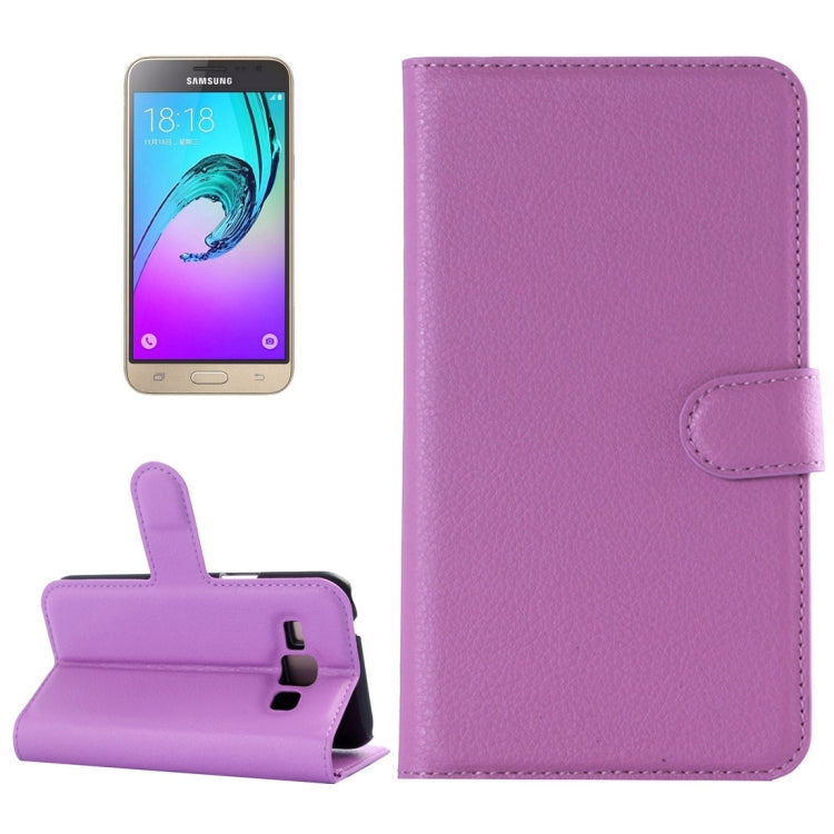 For Galaxy J3 Litchi Texture Horizontal Flip Leather Case with Holder & Card Slots & Wallet