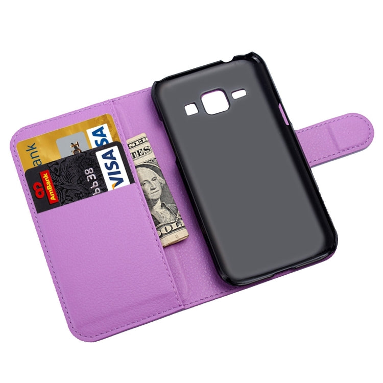For Galaxy J3 Litchi Texture Horizontal Flip Leather Case with Holder & Card Slots & Wallet