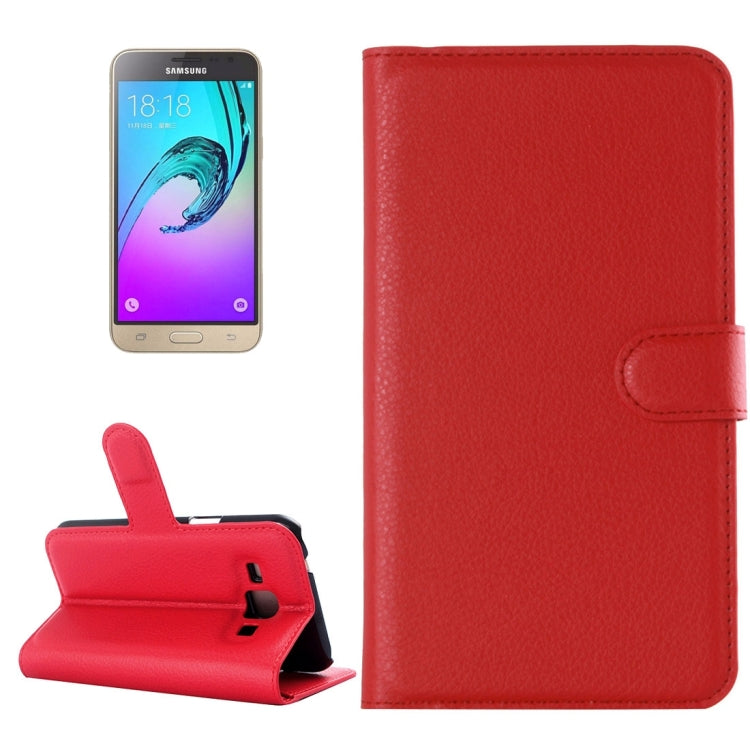 For Galaxy J3 Litchi Texture Horizontal Flip Leather Case with Holder & Card Slots & Wallet