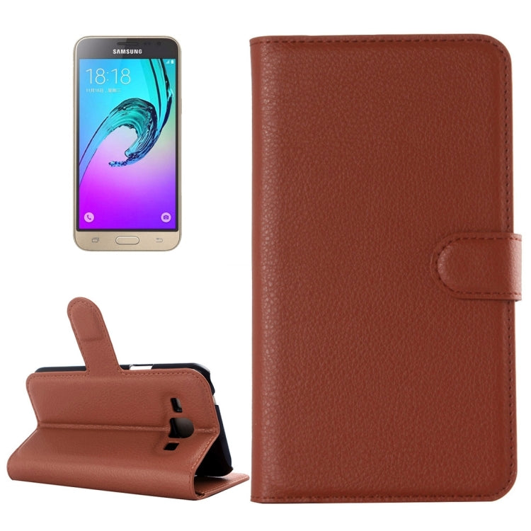 For Galaxy J3 Litchi Texture Horizontal Flip Leather Case with Holder & Card Slots & Wallet