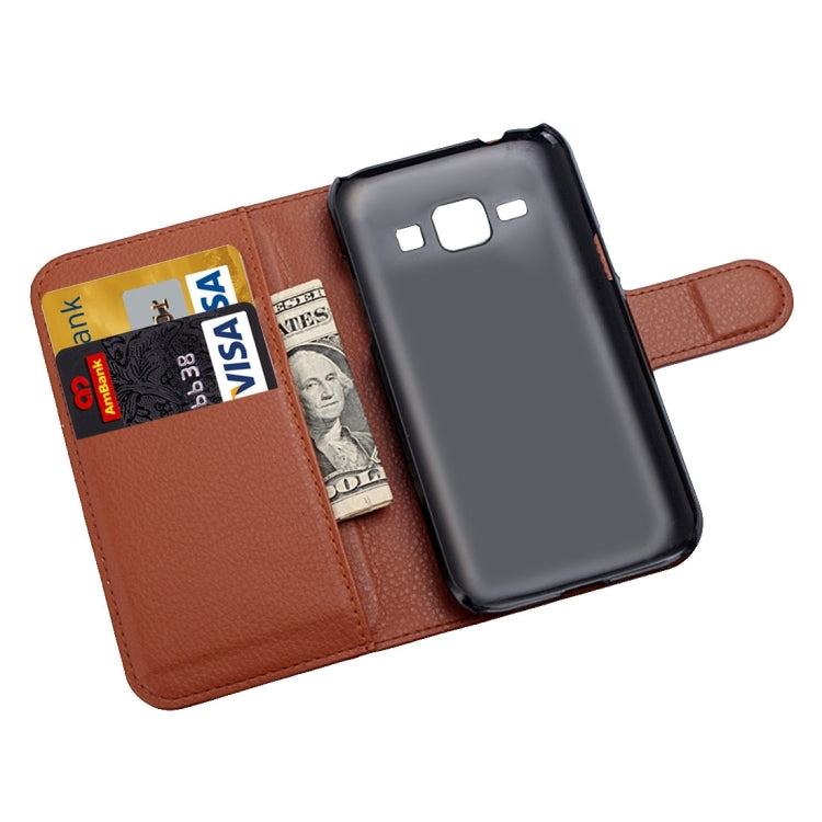 For Galaxy J3 Litchi Texture Horizontal Flip Leather Case with Holder & Card Slots & Wallet