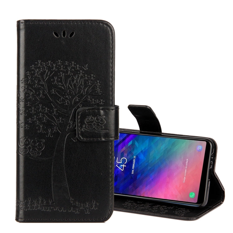 Owl Tree Pattern Horizontal Flip Leather Case for Galaxy A6 (2018), with Holder & Card Slots & Wallet & Lanyard