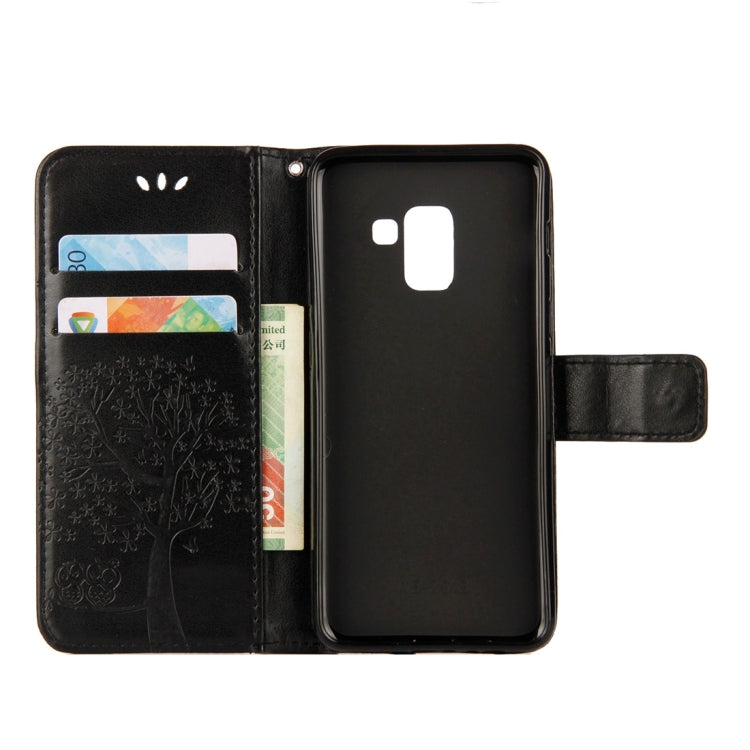 Owl Tree Pattern Horizontal Flip Leather Case for Galaxy A6 (2018), with Holder & Card Slots & Wallet & Lanyard