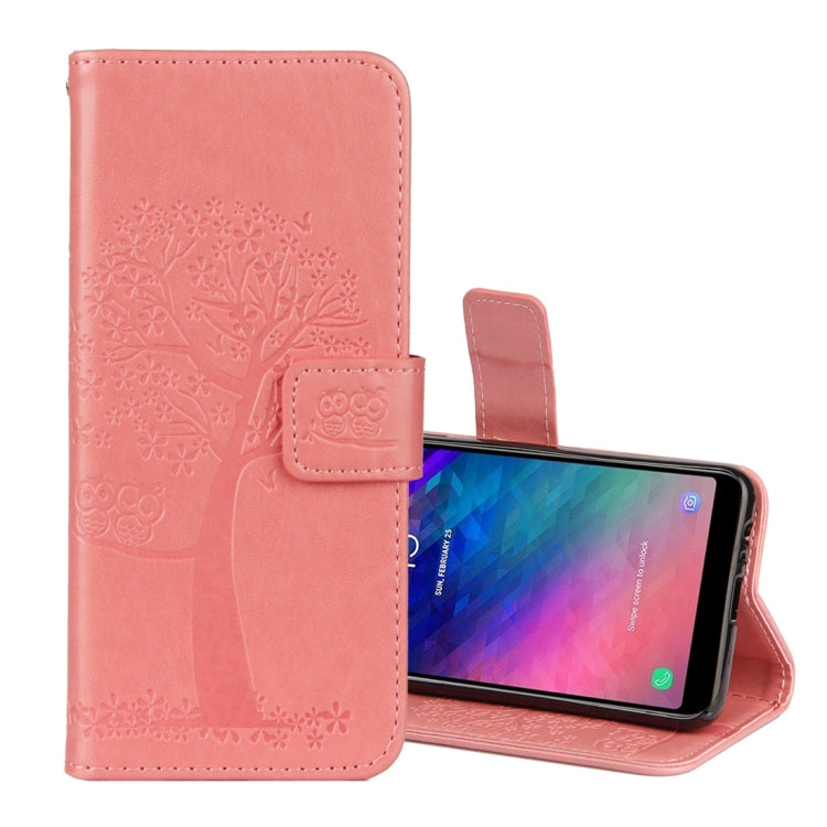 Owl Tree Pattern Horizontal Flip Leather Case for Galaxy A6 (2018), with Holder & Card Slots & Wallet & Lanyard
