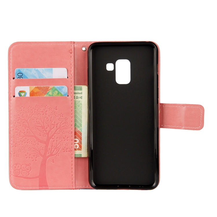 Owl Tree Pattern Horizontal Flip Leather Case for Galaxy A6 (2018), with Holder & Card Slots & Wallet & Lanyard