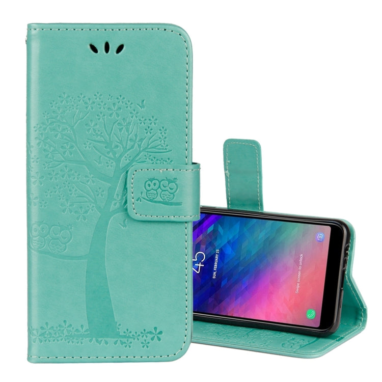 Owl Tree Pattern Horizontal Flip Leather Case for Galaxy A6 (2018), with Holder & Card Slots & Wallet & Lanyard