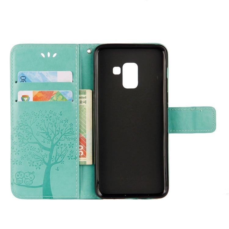 Owl Tree Pattern Horizontal Flip Leather Case for Galaxy A6 (2018), with Holder & Card Slots & Wallet & Lanyard