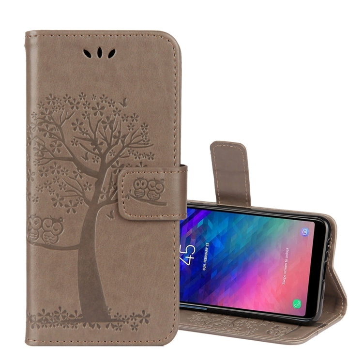 Owl Tree Pattern Horizontal Flip Leather Case for Galaxy A6 (2018), with Holder & Card Slots & Wallet & Lanyard
