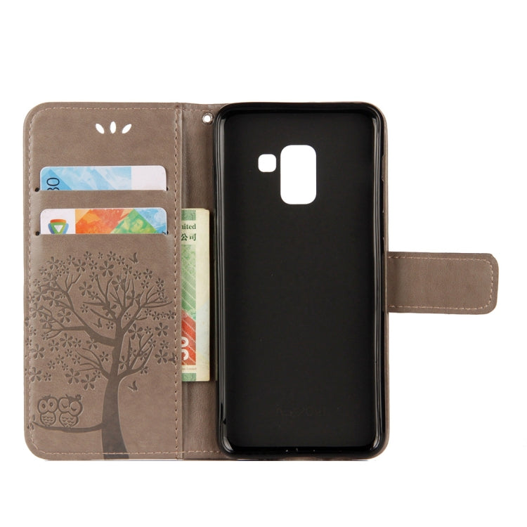Owl Tree Pattern Horizontal Flip Leather Case for Galaxy A6 (2018), with Holder & Card Slots & Wallet & Lanyard