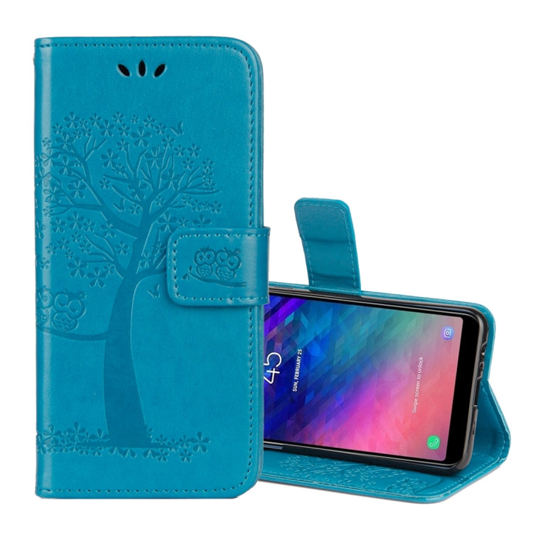 Owl Tree Pattern Horizontal Flip Leather Case for Galaxy A6 (2018), with Holder & Card Slots & Wallet & Lanyard